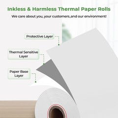 Bulk 20-Pack 58mm x 50ft Biodegradable Thermal Paper Rolls – Ideal for POS