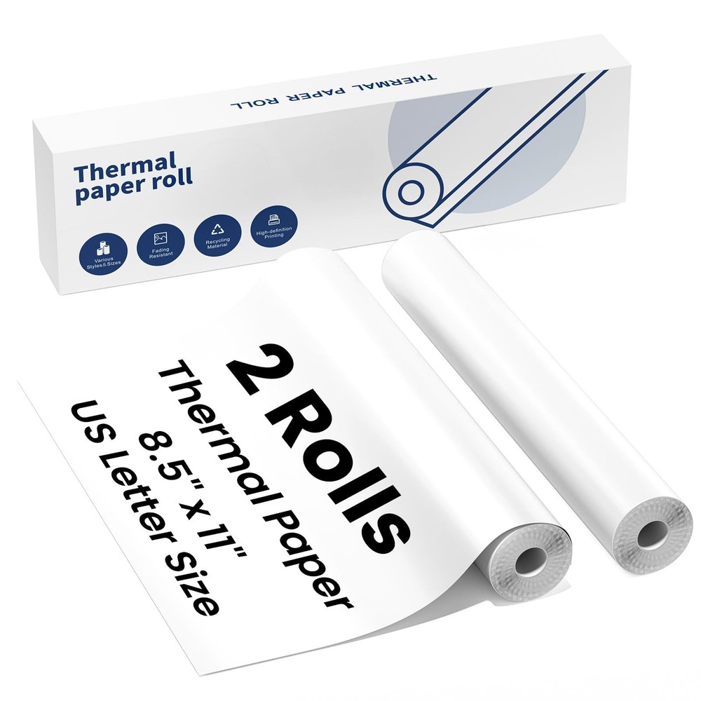 Thermal Paper 8.5×11 Inch 2 Rolls For A285M A282M M835 A4 Portable Paper