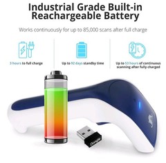 1D Wireless Bluetooth Barcode Scanner: 3-in-1 Handheld, USB BarCode Reader
