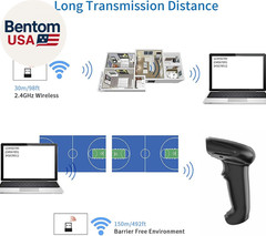 Wireless Barcode Scanner Versatile 2-In-1 (2.4Ghz Wireless+Usb 2.0 Wired) Handhe
