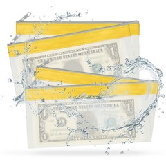 8PCS 8.5×4 Inch Money Bags with Zipper Clear Cash Pouch, Yellow