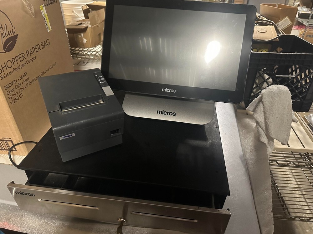 Micros Workstation 6 (WS6) POS Terminal. Includes Cash Drawer and Printer
