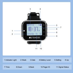 TD110 Restaurant Wireless Pager Calling System Waiter Watch Cafe Club Clinic Bar