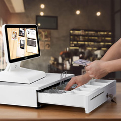 White Cash Drawer, 16″ Heavy Duty Cash Register for Point of Sale (POS) System,