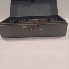 Asco Vintage Lock Box Moldmaster Cash Till Portable 10x5x3 NO KEY Gray Metal