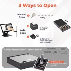 Cash Register Drawer for Point of Sale POS System with round Corners 16″, Remova