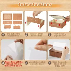 10000 Dollars Cash Vault Wooden Savings Box Wooden Cash Saver Money Saving Box