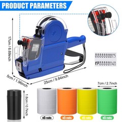 3 Set Price Gun 2 Line Labeler with 10000 Blank White Labels 3 Ink Rolls Kit,…