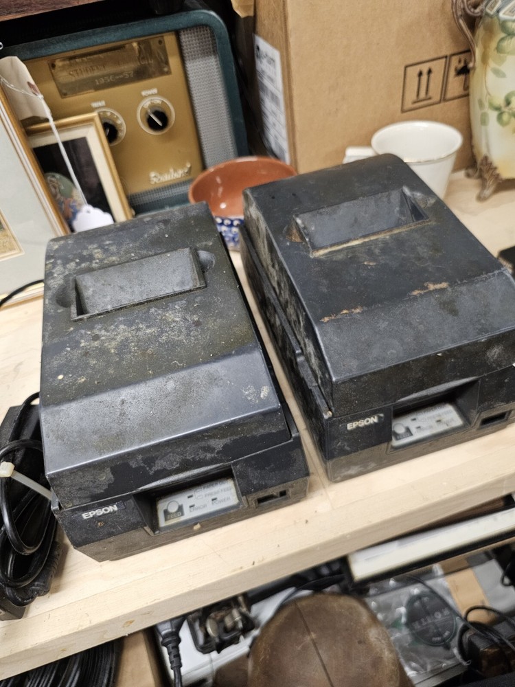 (2) Epson TM-U220B POS Receipt Printer For Parts or Repair