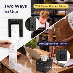 Thermal Receipt Printer, 80mm POS Printer with Auto Cutter, USB Ethernet