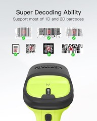 Inateck 2D Barcode Scanner, Wireless Bluetooth 2.4Ghz AI APP & SDK