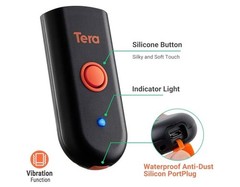 Tera Mini 1D 2D QR Wireless Barcode Scanner Waterproof Shockproof Pocket Orange