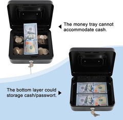 Medium Steel Cash Box with Lock Money Tray Safe Cash Register Storage