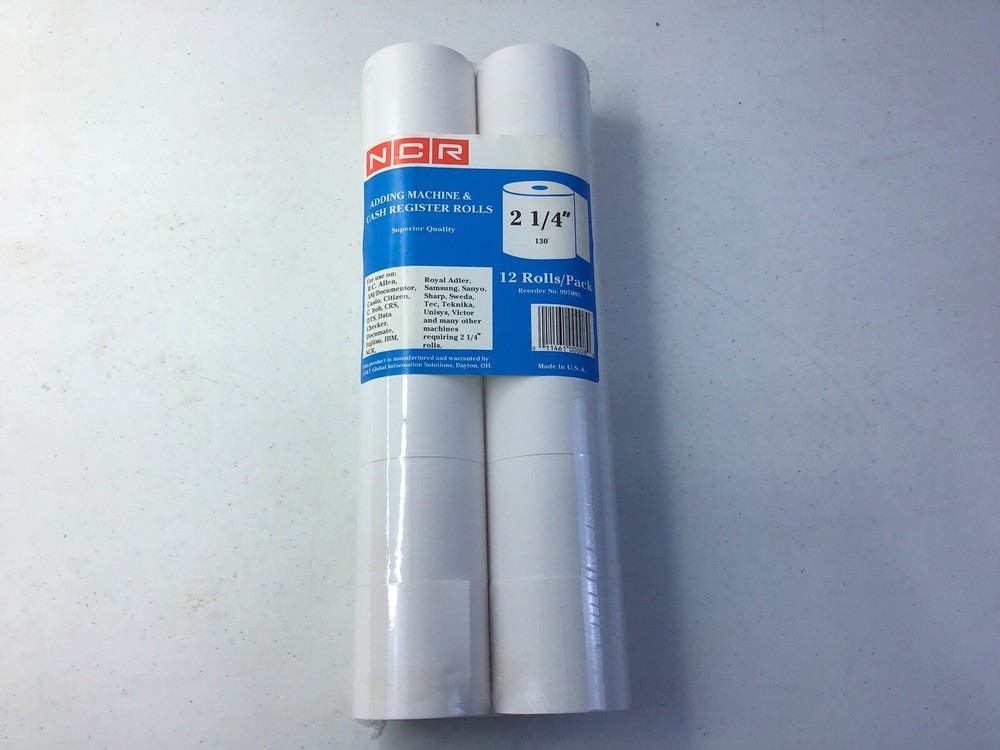 NCR Adding Machine Tape Paper Rolls Cash Register 12 rolls 2 1/4″ x130′ 997003