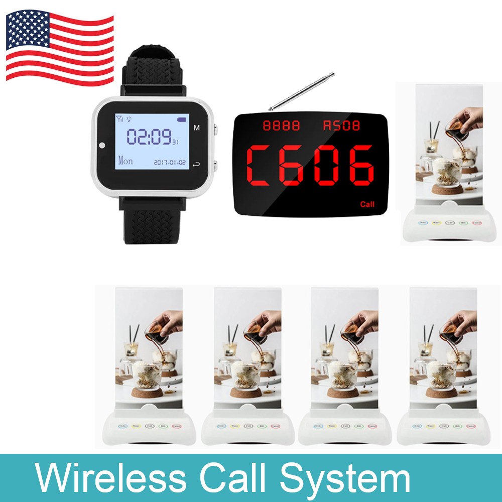 Restaurants Wireless Pager System Queuing 1 Watch 1 Display 5 Table Buttons Cafe