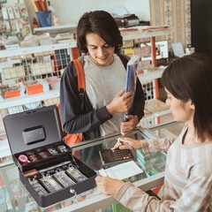 Cash Box with Money Tray and Key Lock, Saving Lock Box with Money Tray Storage f