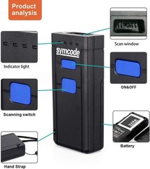 Symcode Wireless Barcode Reader 16M Storage Bluetooth USB Android iOS PC