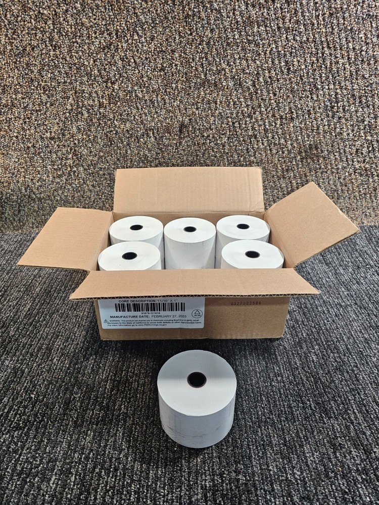 (QTY 12) White Thermal Rolls 2-5/16” x 435’ With 11/16″ x 1″ Core 121614