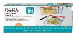 PEN+GEAR 9×12” Tamper Proof Evident Bank Deposit Bags for Cash Coins 25-Pack
