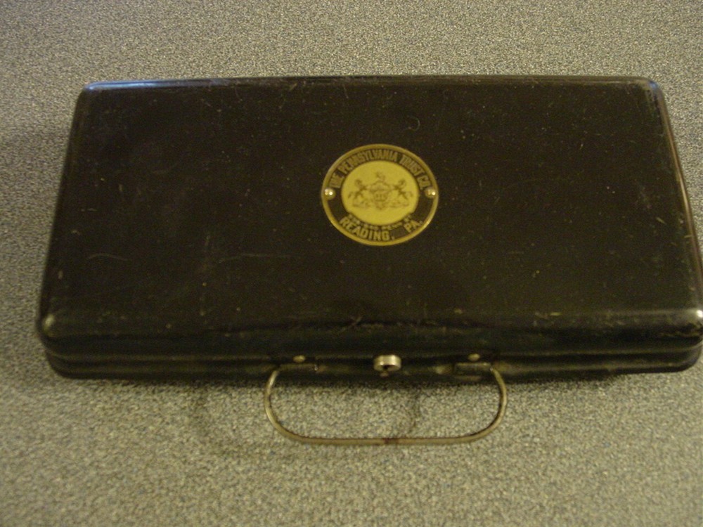 Vintage Metal Bank Lock Safe Deposit Box The Pennsylvania Trust Co Reading PA