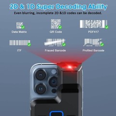 Alacrity Bluetooth 2D Barcode Scanner Back Clip QR Wireless Reader Phone Android
