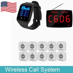 Restaurant Wireless Pager Calling System Waiter Watch 10 Call Buttons Cafe Bar
