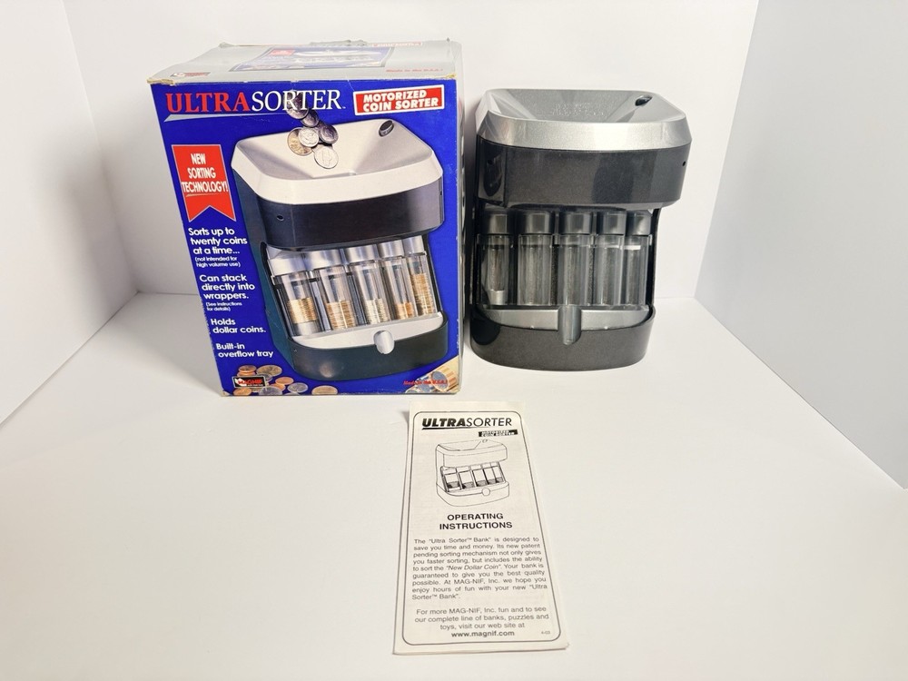 MAG-NIF UltraSorter #4875 Motorized Coin Sorter Bank w/ Box & Papers Tested