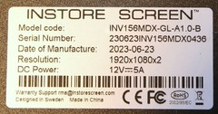 LENOVO INSTORE 15.6 INCH LCD TOUCH PANEL MONITOR, INV156MDX-GL-A1.0-B