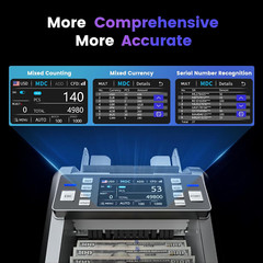 Mixed Denomination Money Counter with Counterfeit Detection, Touch Screen, and 2
