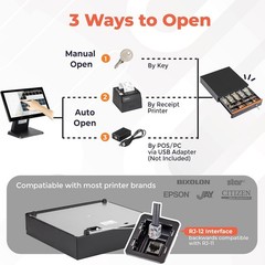 Compact Cash Drawer with Key Lock – 16″ Metal Money Drawer for Safeguarding Cash