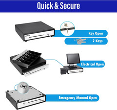 Sam4S 16″ “Stainless Steel” Front Heavy Duty Black POS Cash Drawer with 5Bill/5C