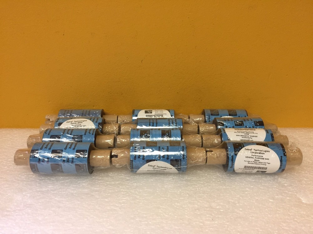 Zebra 800008-02 (Lot of 12 Rolls) 64mm x 91mm, Wax Barcode Ribbons. New!