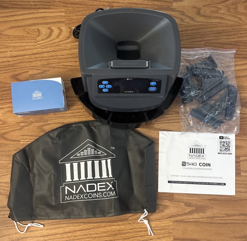 Nadex S540 Automatic Coin Counter, Sorter & Wrapper Machine 300 Coins/Minute