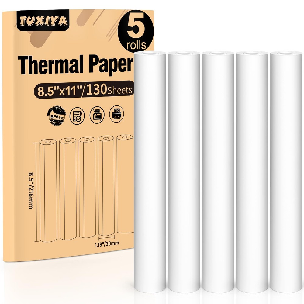 8 Rolls Thermal Paper 8.5’’ X 11’’ White for Thermal Printer, Rolls for A285M/ P