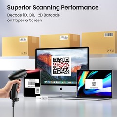 Yellow USB Wired 1D 2D QR Code Barcode Scanner Stand Computer POS MAC Reader
