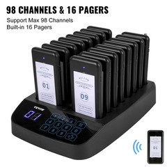 16 Pagers Wireless Restaurant Paging System With Touch Screen Control