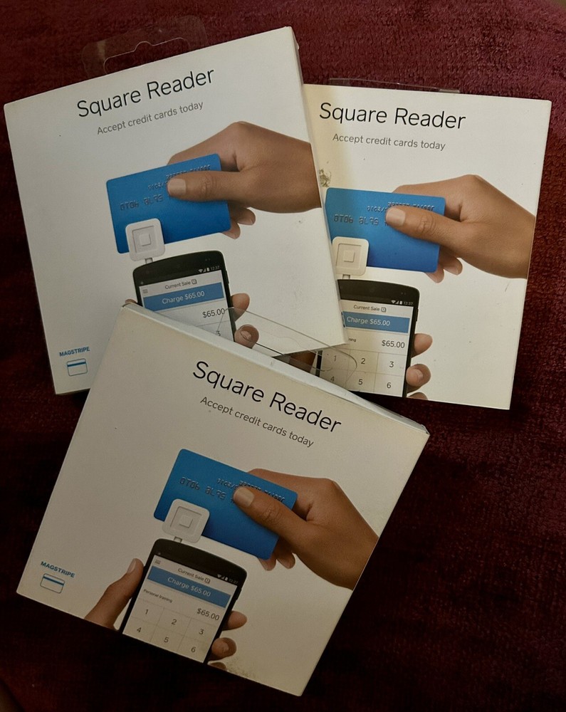 Lot of (3) Square A-PKG-0206-01 Credit Card Reader for iPhone, iPad and Android