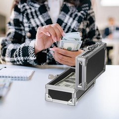Cash Box with Lock, Aluminium Alloy Money Box for Cash Lockable Money Storage Bo