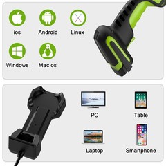 Upgraded 2D Wireless Industrial Barcode Scanner With Charging Base, Bluetooth…
