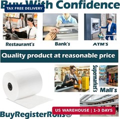 (10 Rolls) 3 1/8 x 230 Thermal Paper Receipt Rolls (55 GSM – 80mm x 70m) Fits Al