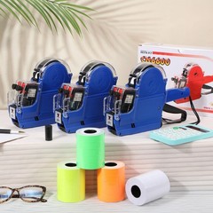 3 Set Price Gun 2 Line Labeler with 10000 Blank White Labels 3 Ink Rolls Kit,…