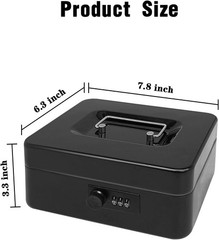 Secure Steel Cash Box with Combination Lock and Removable Tray – Metal Money …