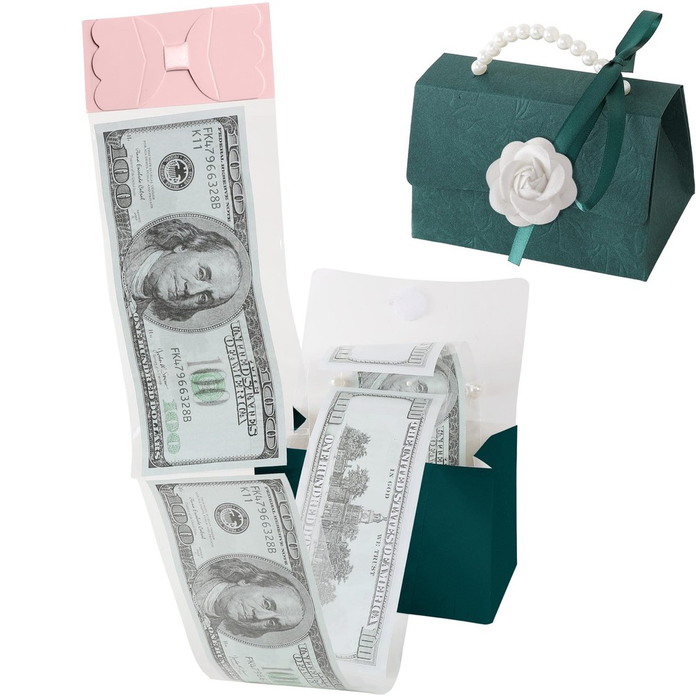 Money Pull Box for Cash Surprise Box Mini Rose Handbags with 30 Pcs Transpare…