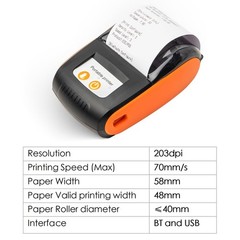 58mm Thermal Receipt Printer Wireless BT USB For Android IOS Windows