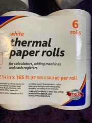 Office Depot Brand Thermal Paper Rolls, 2-1/4″ x 165′, White, new and opened