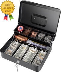 Saving Lock Box with Money Tray Storage for Cash Register 11.8″X9.45″X3.54″ XL