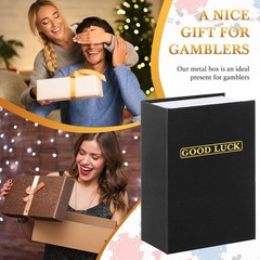 Metal Box for Gamblers, Pocket Winners Bank Casino Cash Lock Box with 2 Keys,…