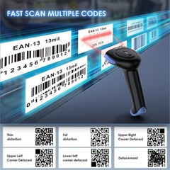 3 in 1 Bluetooth 2.4GHz Wireless Wired 1D 2D Barcode Scanner USB QR Code Reader