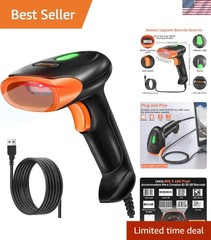 Durable Handheld USB Barcode Scanner with Built-in Light & 3 Scanning Modes