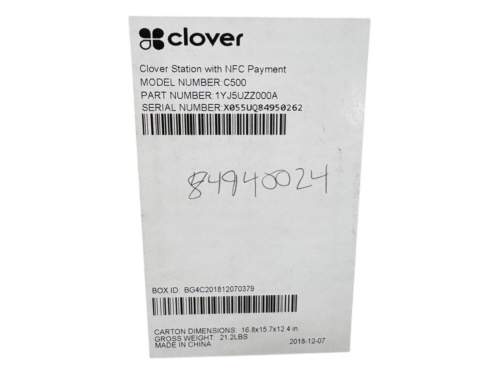 Clover Station with NFC Payment C500 + H500 ACCESSORY KIT + P550 PRINTER